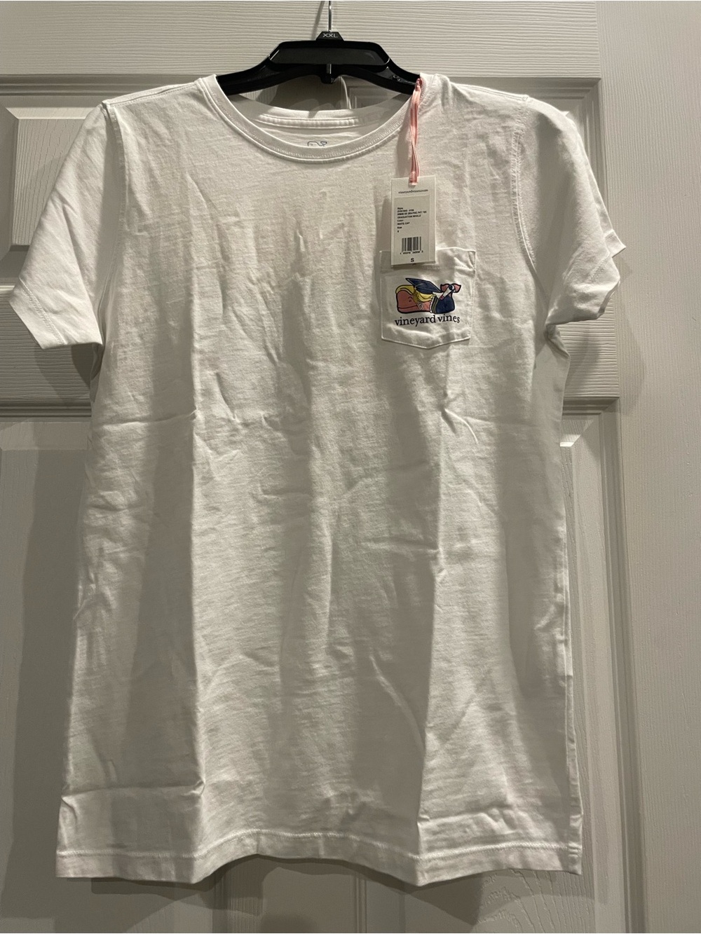Vineyard Vines White Kids Tee with Multicolor Whale Pocket Congrats Grads 2021